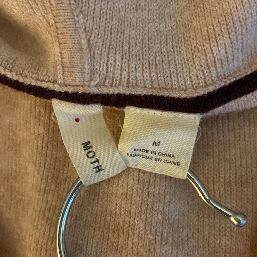 Moth Anthropologie Seward Hooded V-Neck Soft Pullover Sweater Soft Pink, Medium - Picture 4 of 9